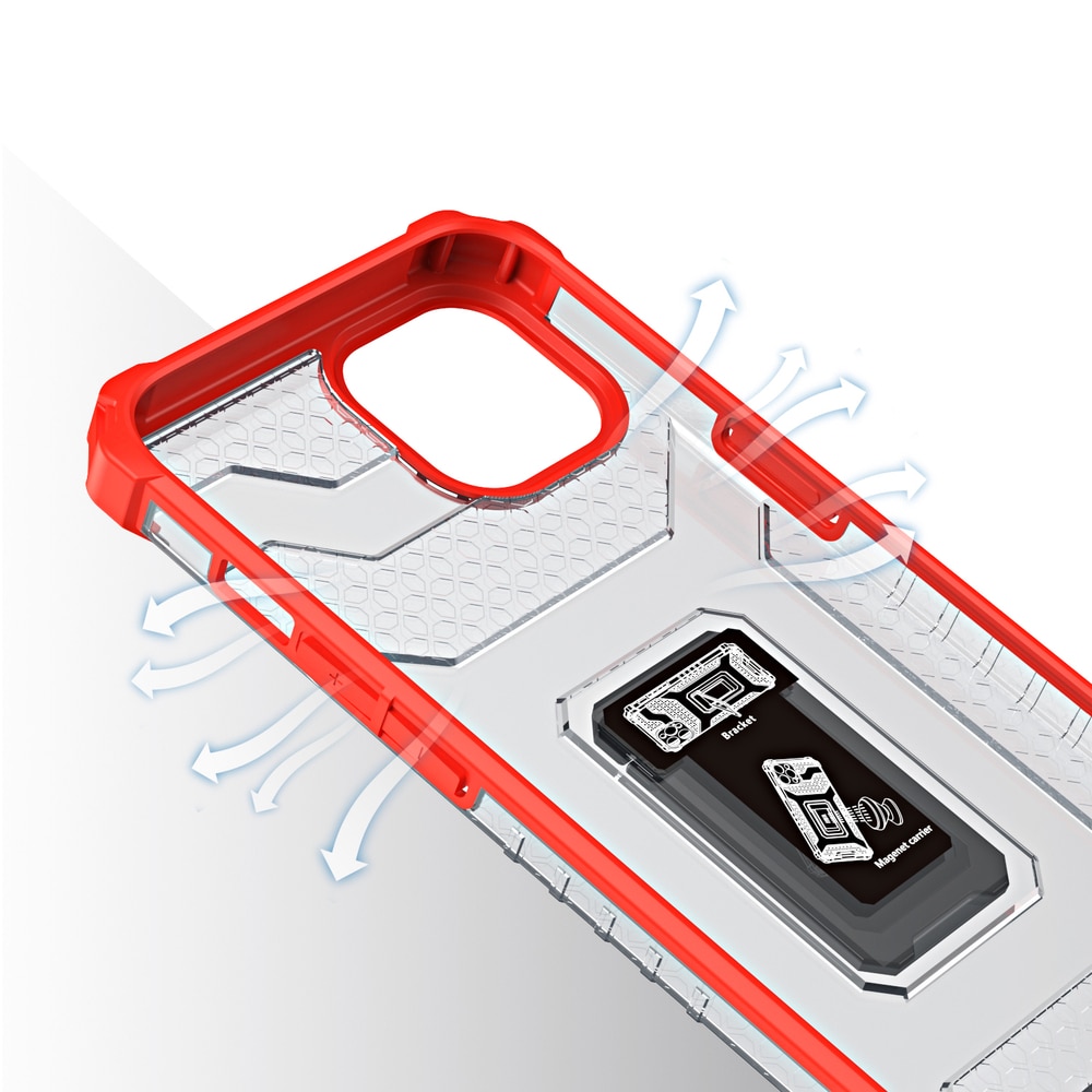 Kristallring Fodral Kickstand Tufft robust skydd för iPhone 12 mini röd