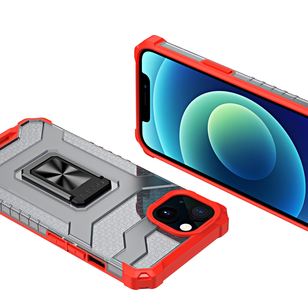 Kristallring Fodral Kickstand Tufft robust skydd för iPhone 12 mini röd