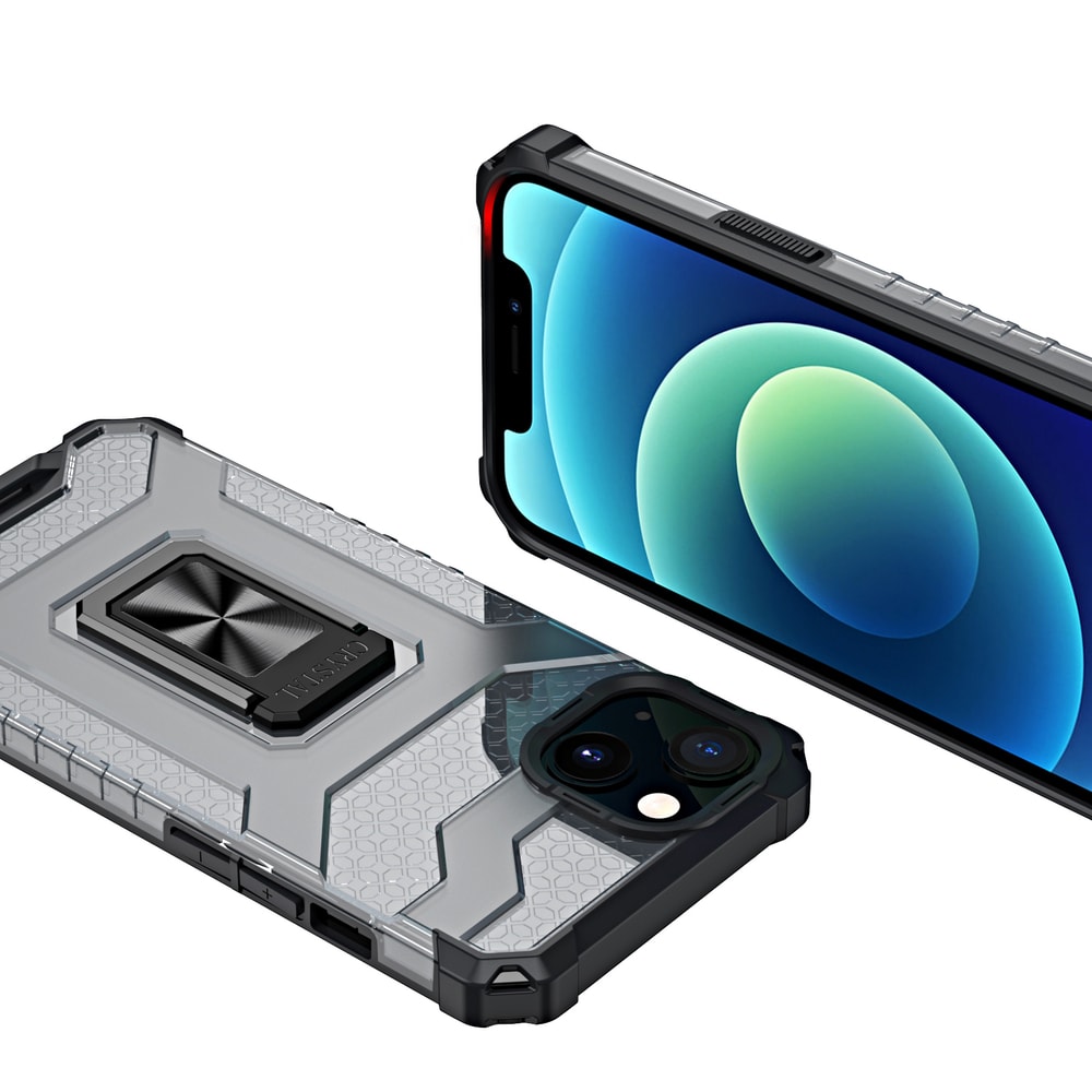 Kristallringfodral Kickstand Tufft robust skydd för iPhone 13 mini svart