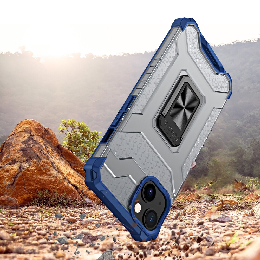 Kristallring Fodral Kickstand Tufft robust skydd för iPhone 13 mini blå