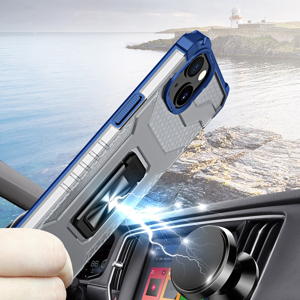 Kristallring Fodral Kickstand Tufft robust skydd för iPhone 13 mini blå