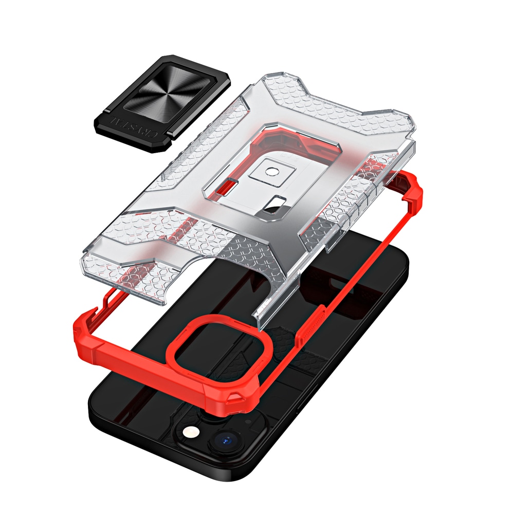 Kristallring Fodral Kickstand Tufft robust skydd för iPhone 13 röd