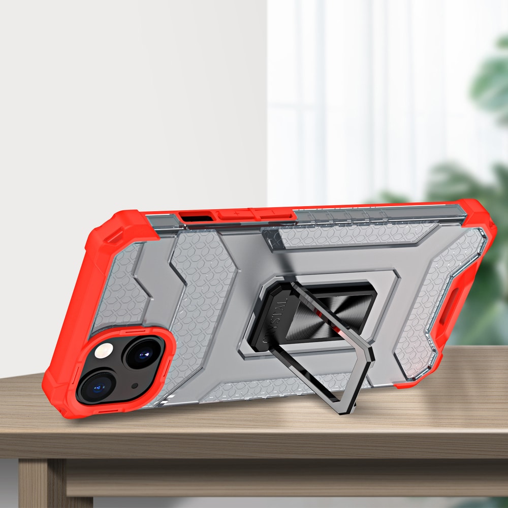Kristallring Fodral Kickstand Tufft robust skydd för iPhone 13 röd