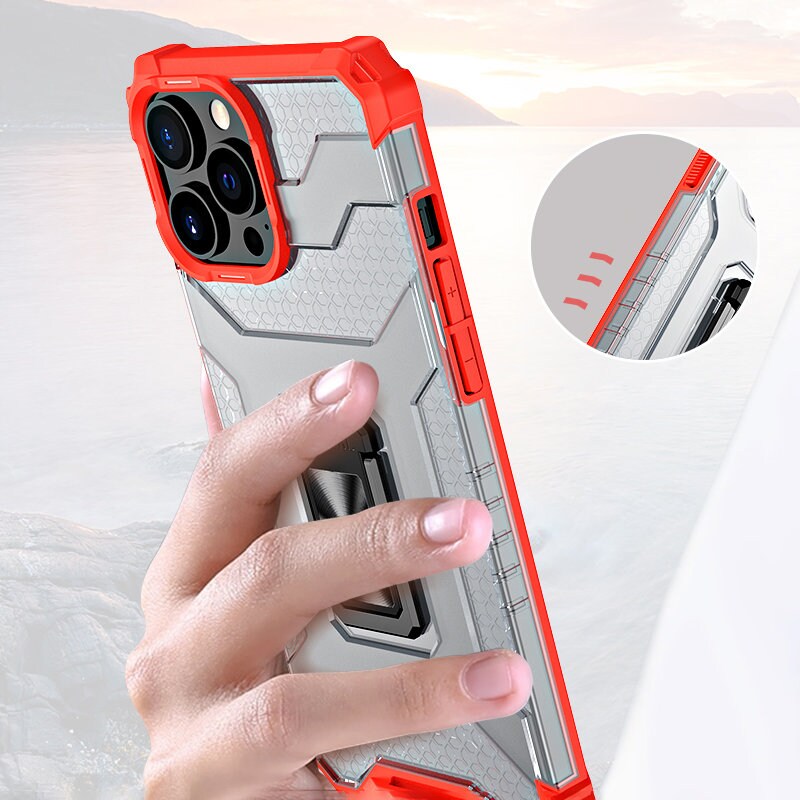 Crystal Ring Fodral Kickstand Tufft robust skydd för iPhone 13 Pro röd