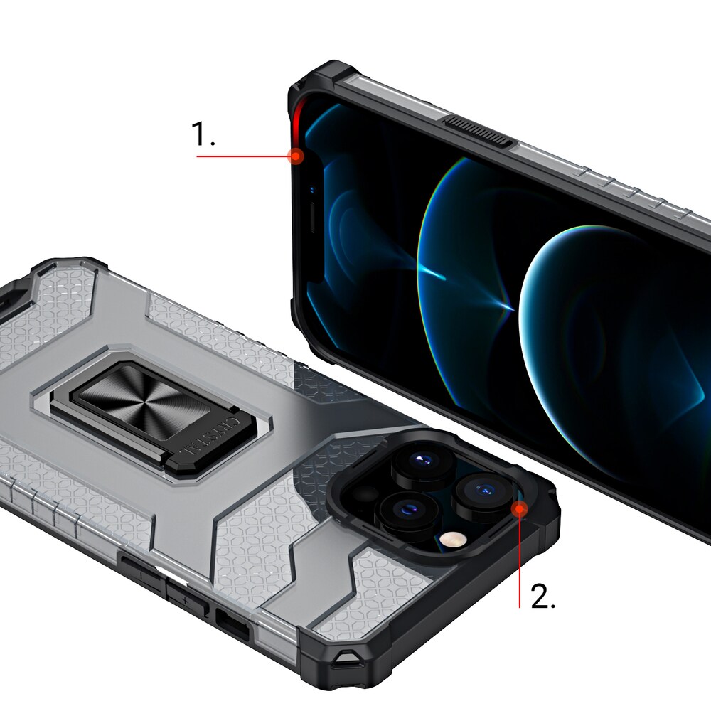 Kristallringfodral Kickstand Tufft robust skydd för iPhone 13 Pro Max röd