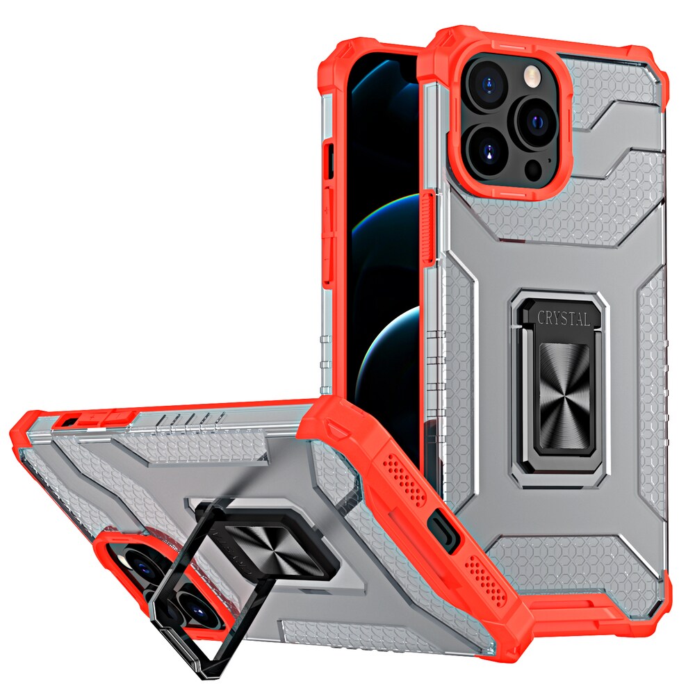 Kristallringfodral Kickstand Tufft robust skydd för iPhone 13 Pro Max röd
