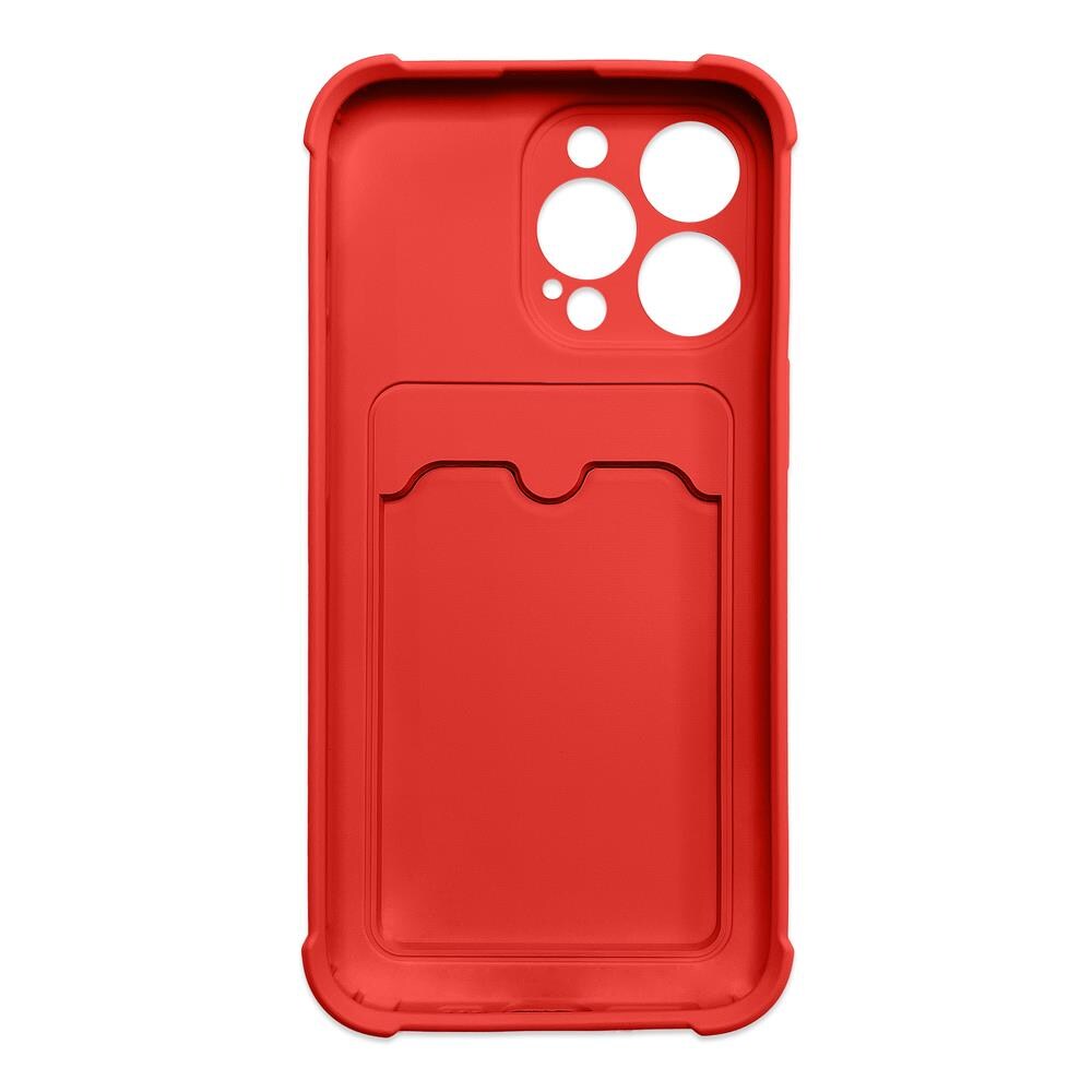 Kort Armor Fodral Pouch Omslag för iPhone 12 Pro Max Kort Plånbok Silikon Air Bag Armor Röd