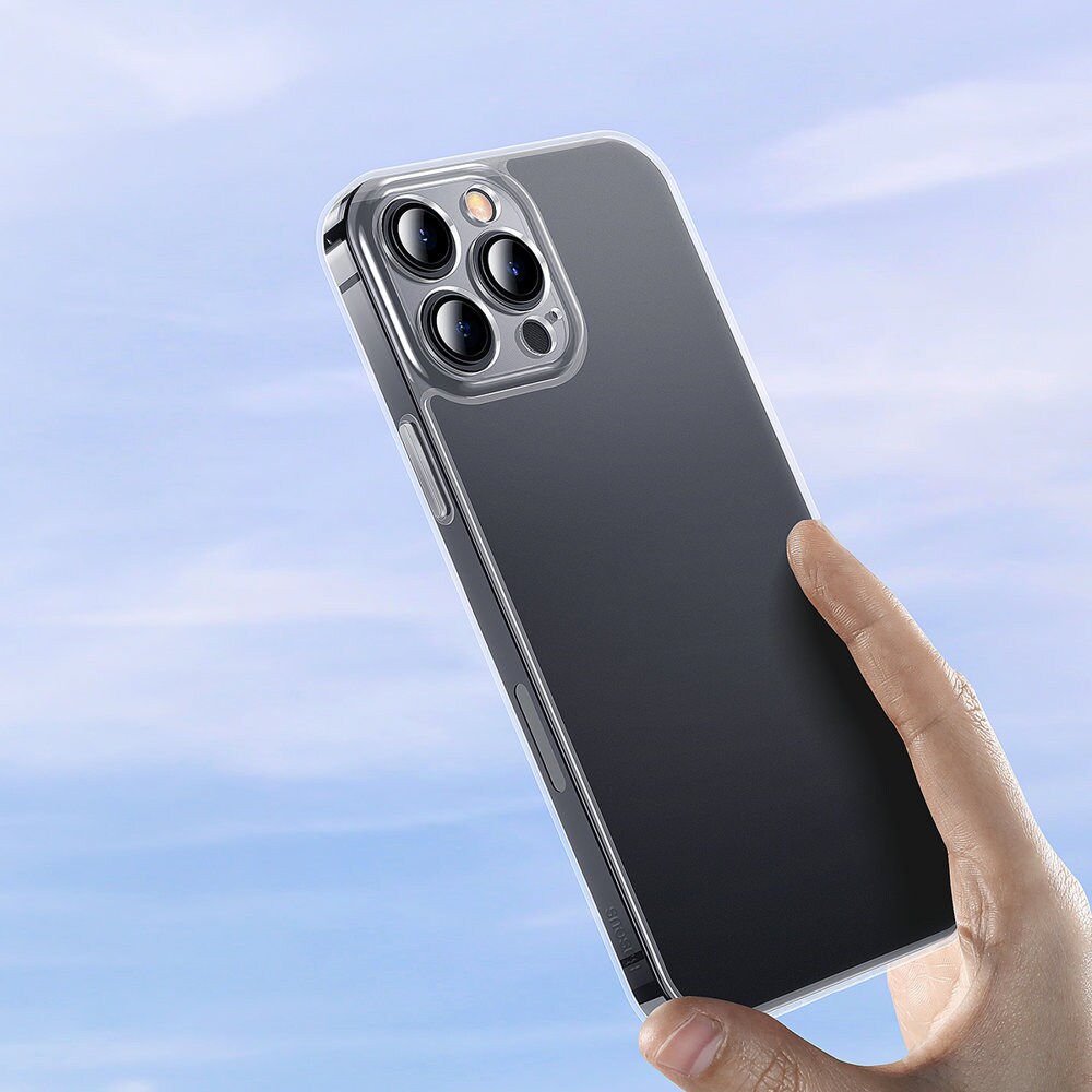 Baseus Frostat glasfodral för iPhone 13 Pro Max Hårt fodral med gelram Transparent (ARWS000202)