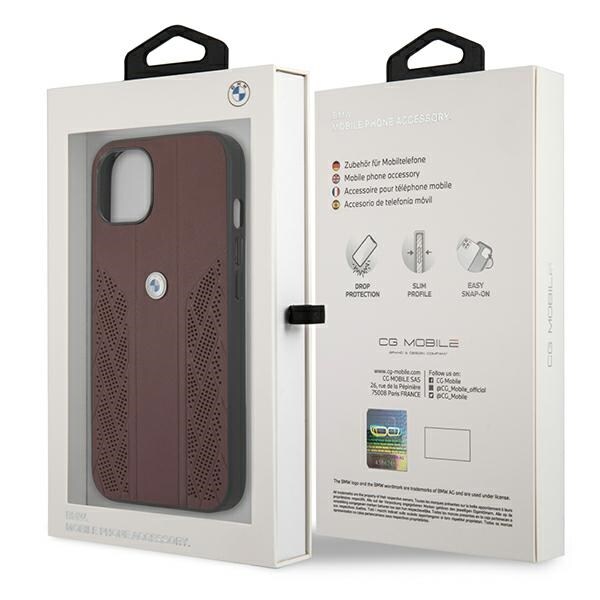 BMW Curve Perforate-etui i læder til iPhone 13 mini - Rød