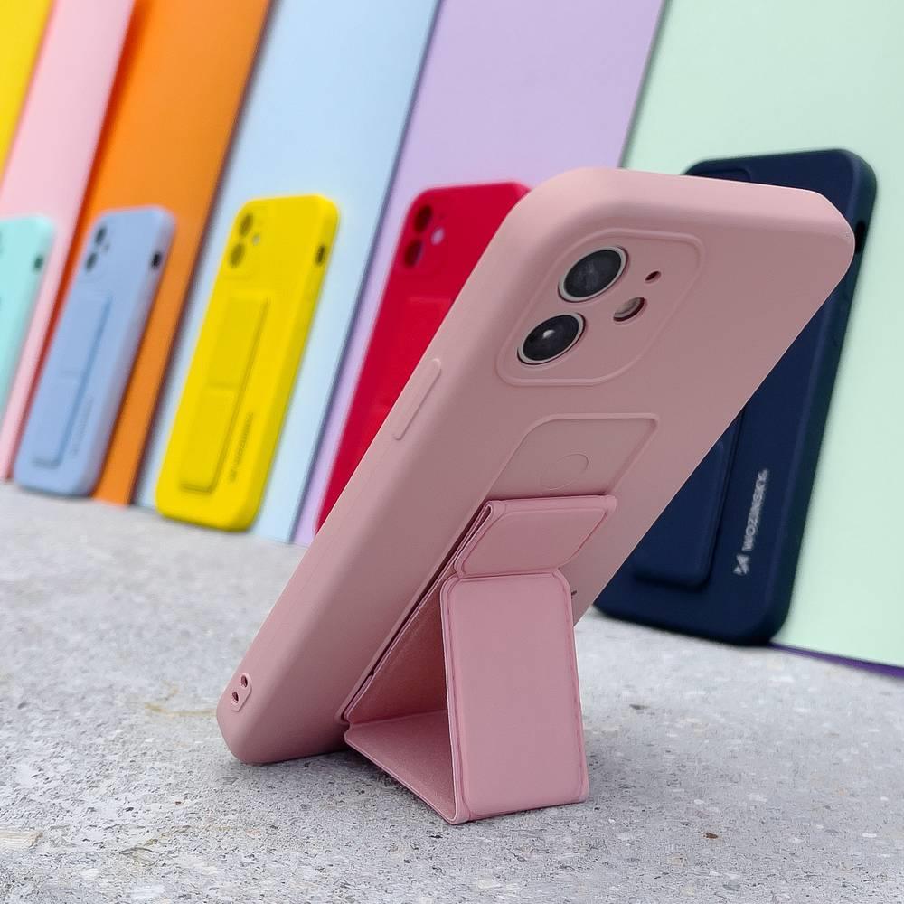 Wozinsky Kickstand-fodral iPhone 13 mini silikonfodral med stativ rosa