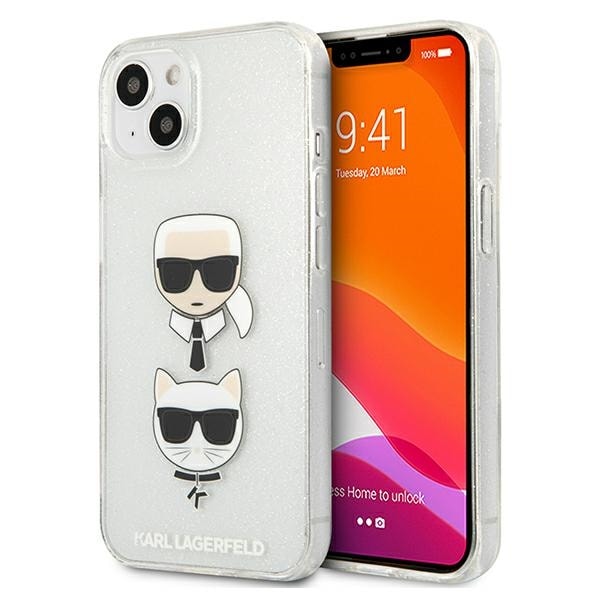 Karl Lagerfeld Glitter Karl's & Choupette Huvudfodral till iPhone 13 mini - silver