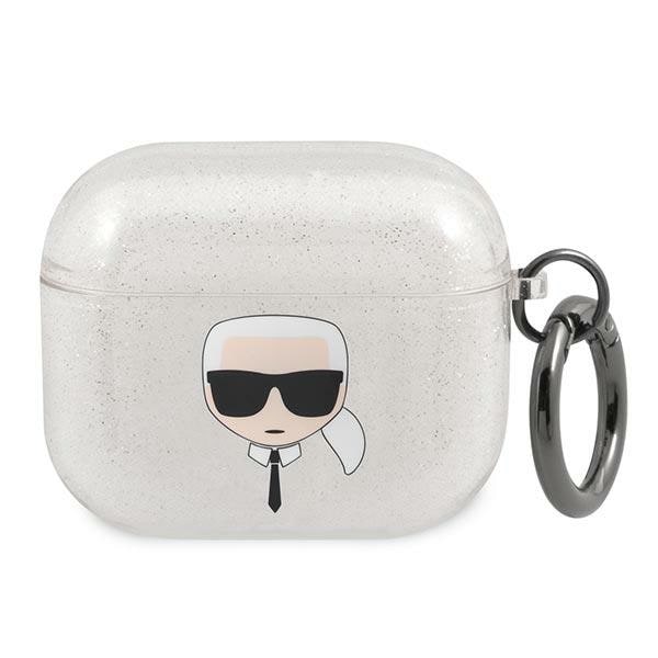 Karl Lagerfeld Glitter Karl's Head fodral för AirPods 3 - silver