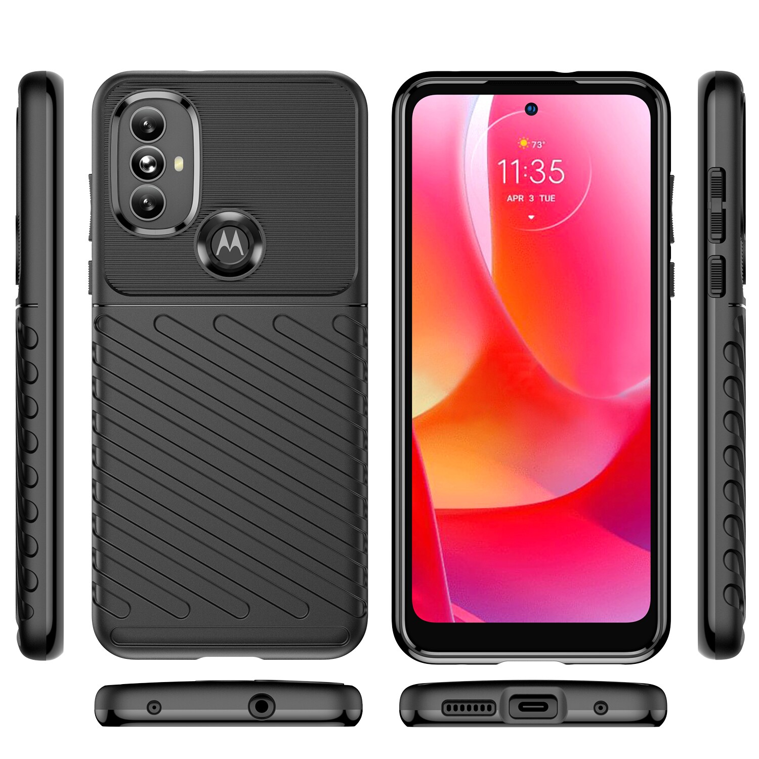 Thunder Case flexibelt pansarskydd för Motorola Moto G Power 2022 svart