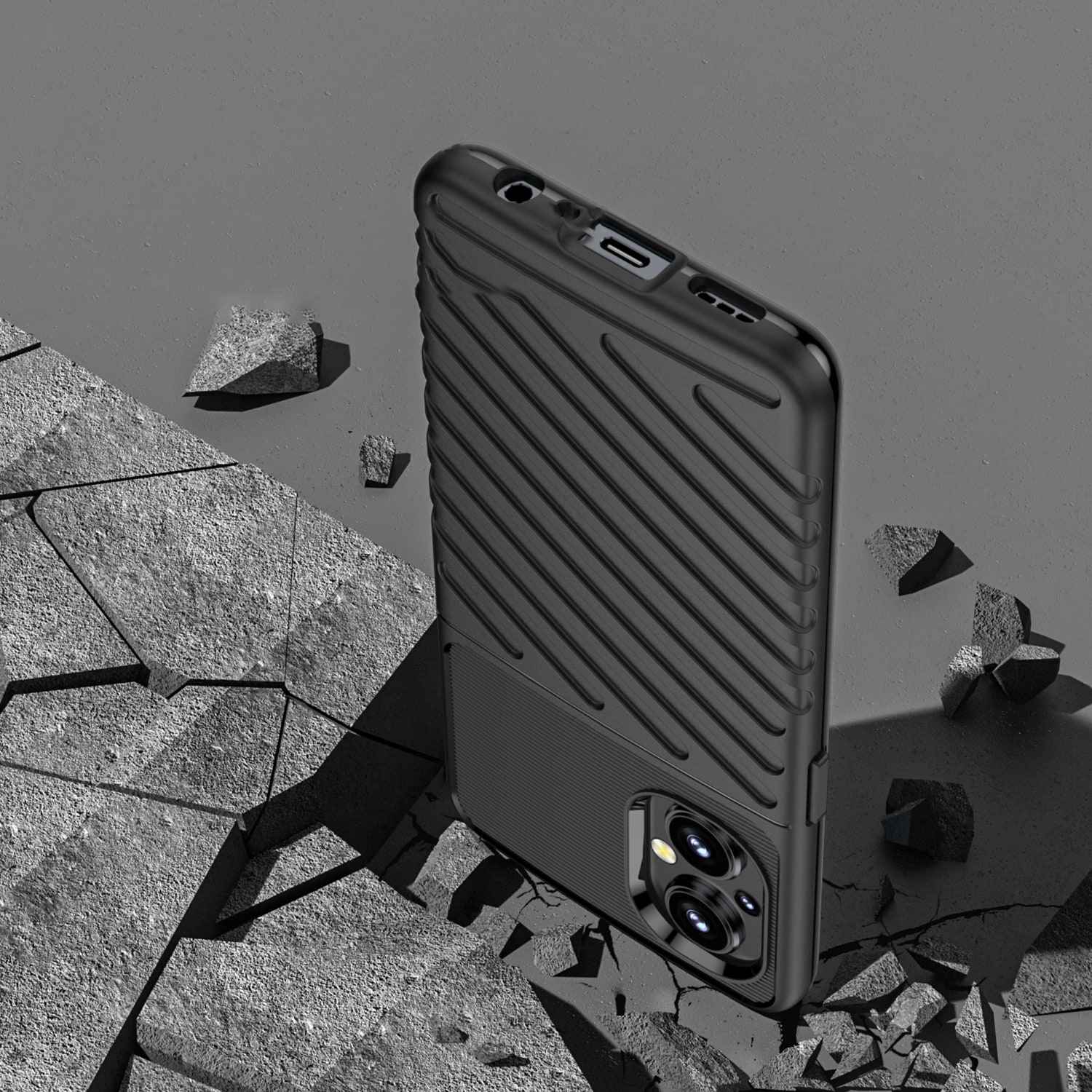 Thunder Case flexibelt pansarskydd för OnePlus Nord N20 5G svart