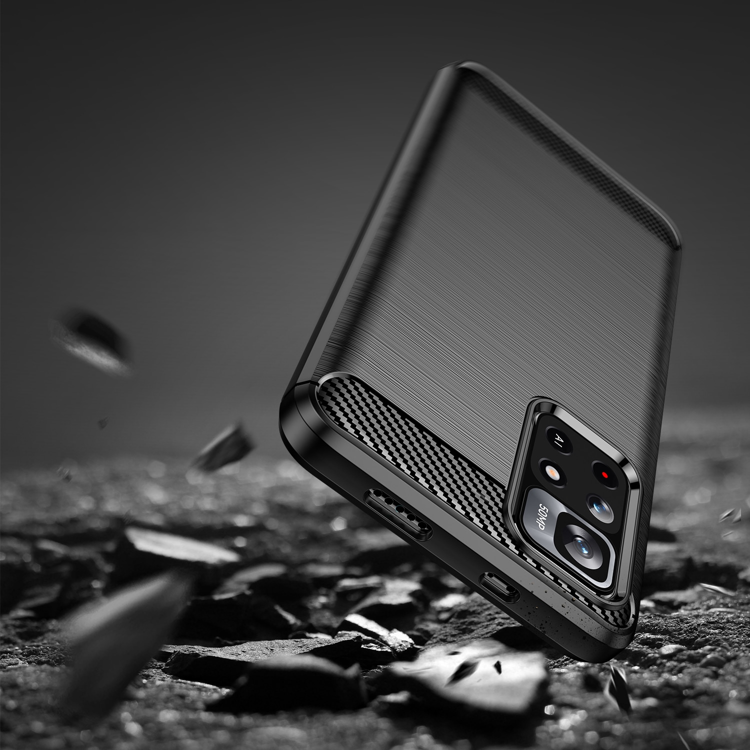 Carbon Case Flexible Cover Sleeve til Xiaomi Redmi Note 11 sort