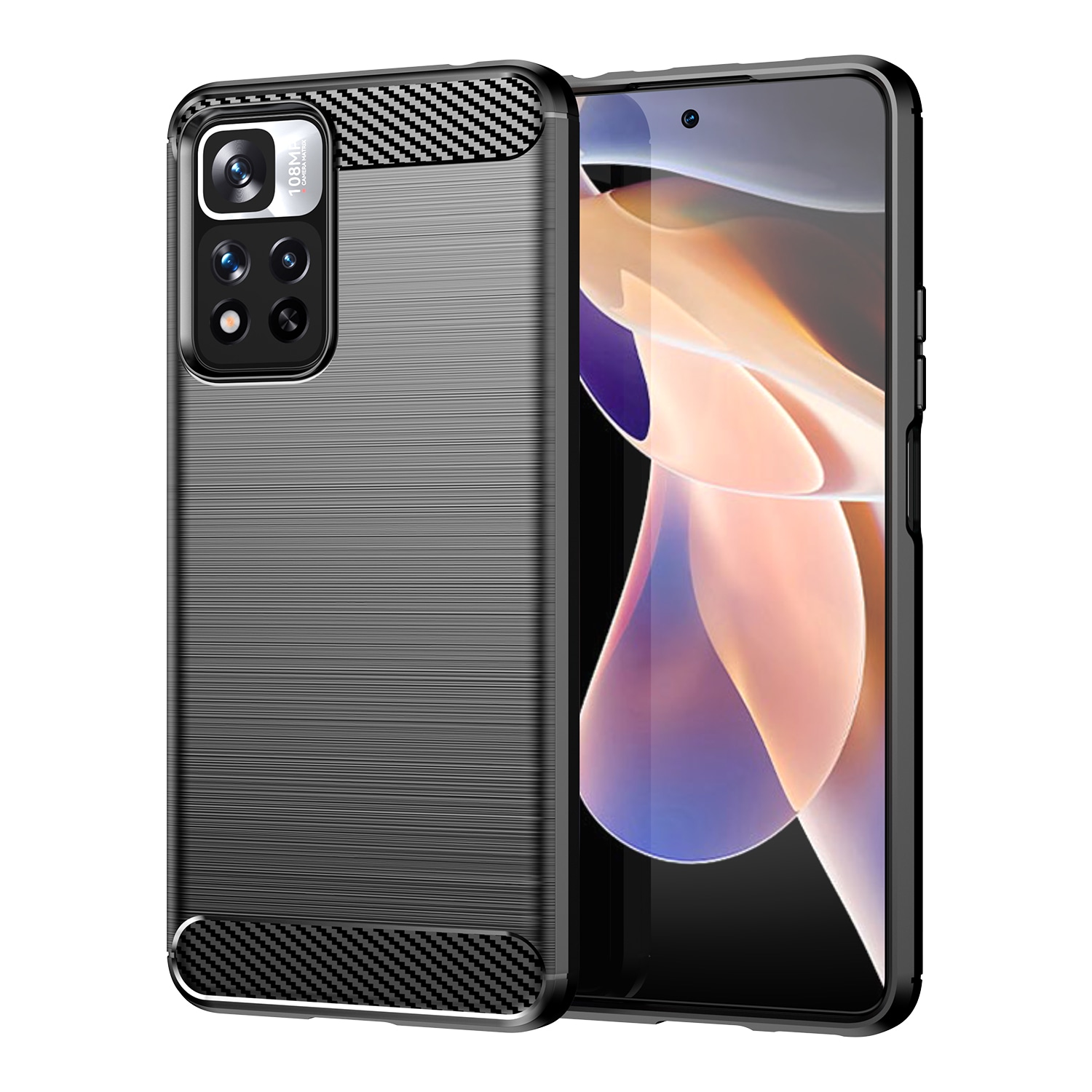 Carbon Case flexibelt fodral Xiaomi Redmi Note 11 Pro + 5G / Mi11i HyperCharge / Poco X4 NFC svart