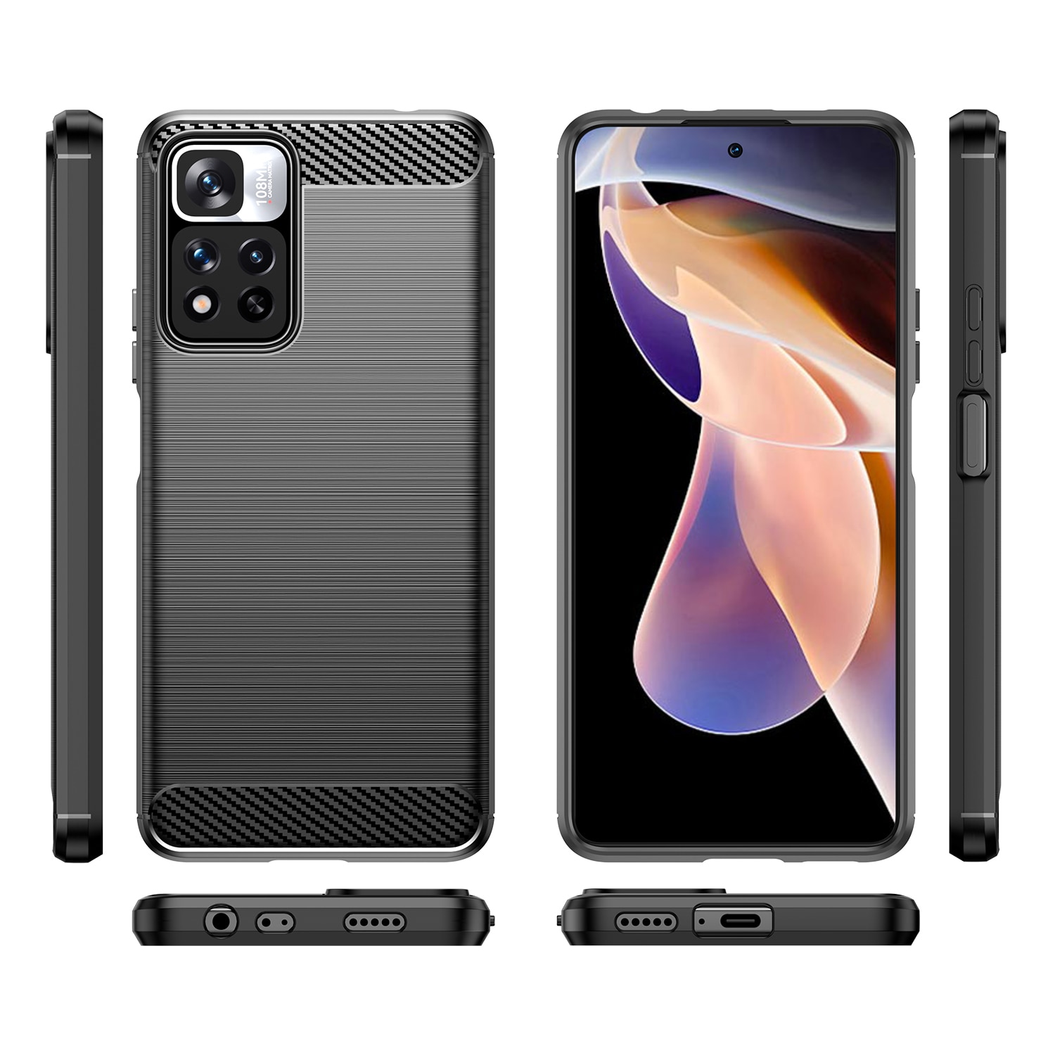Carbon Case fleksibelt cover til Xiaomi Redmi Note 11 Pro+/11 Pro 5G/Mi11i HyperCharge/Poco X4 NFC