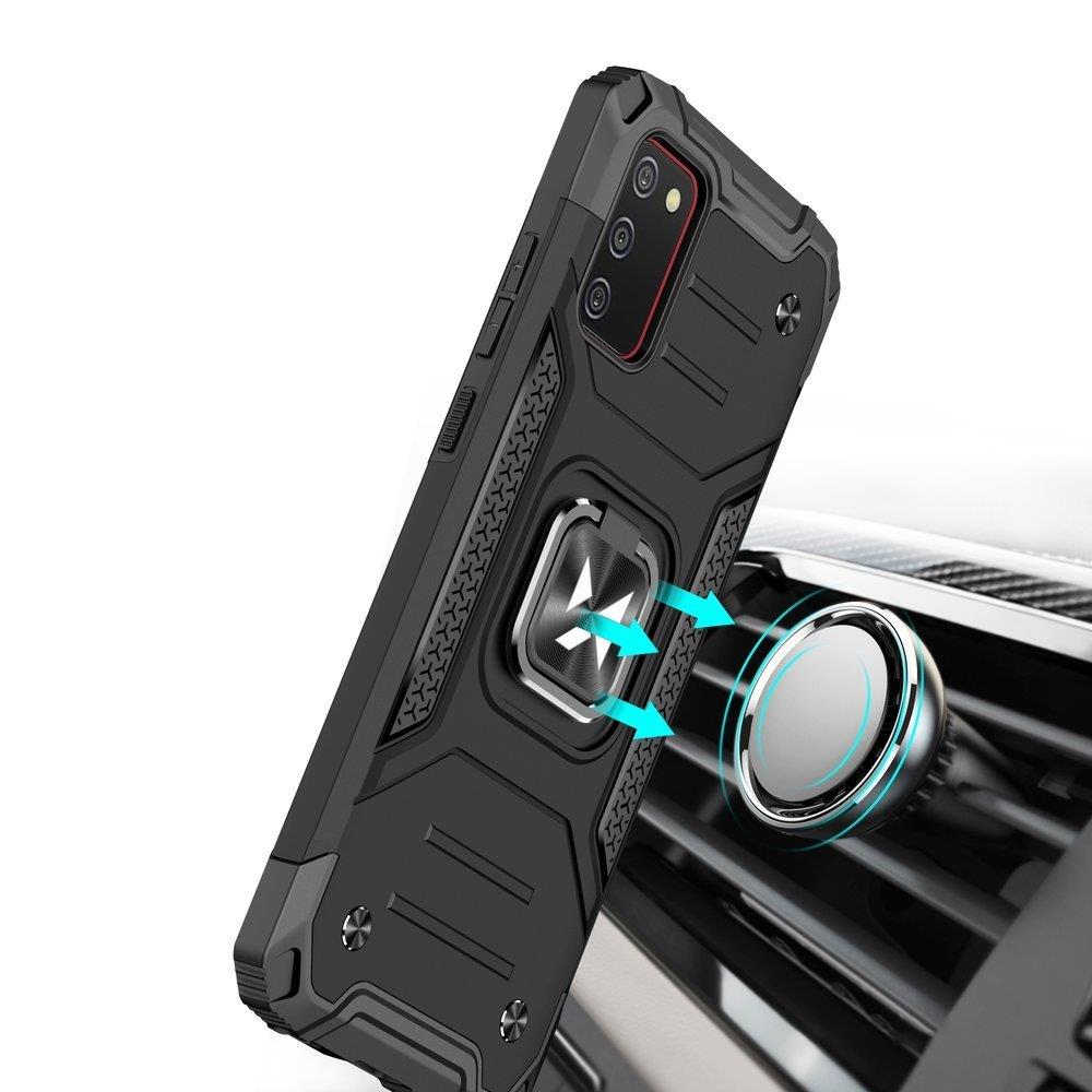 Wozinsky Ring Armor tufft hybridfodral + magnetisk hållare för Samsung Galaxy A03s blå