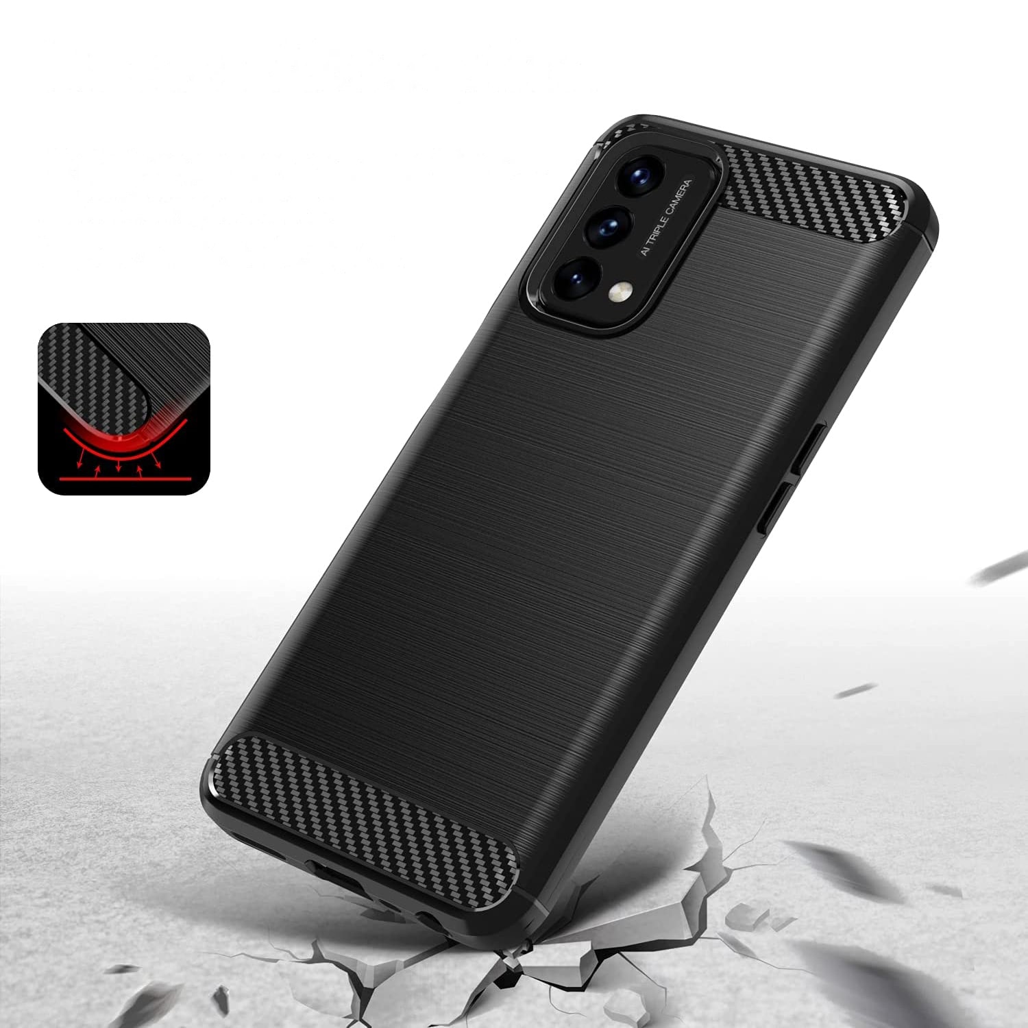 Carbon Case Fleksibelt cover til OnePlus Nord N200 5G sort