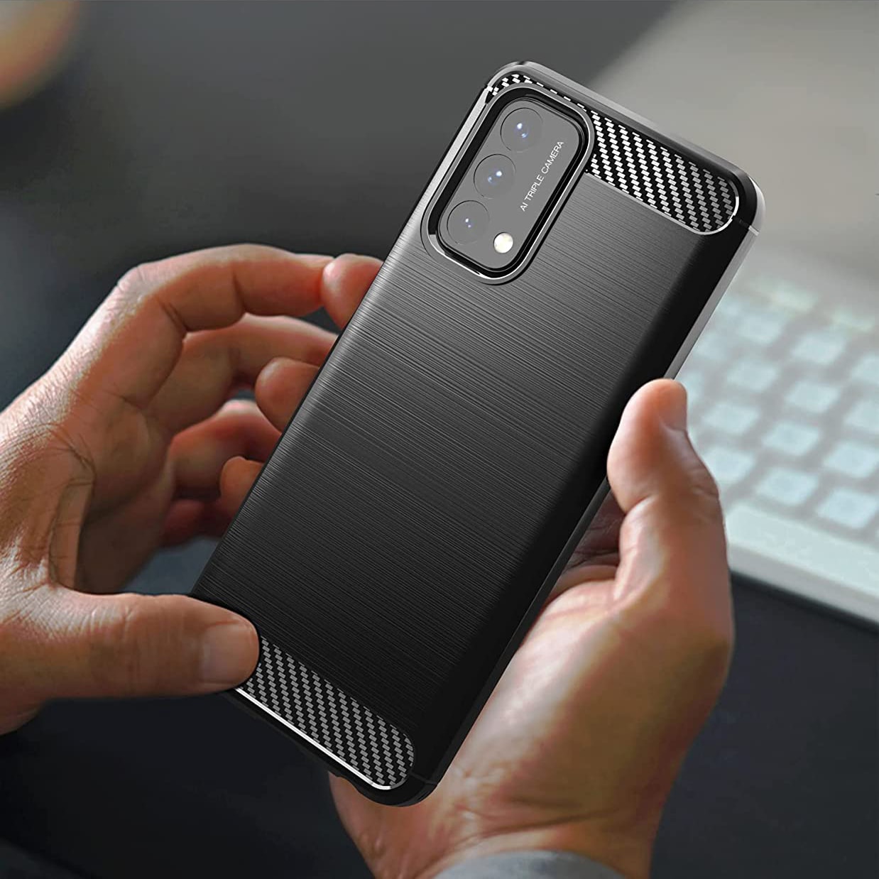Carbon Case Fleksibelt cover til OnePlus Nord N200 5G sort
