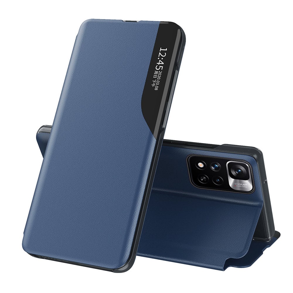 Eco Leather View Case Elegant flipcover med standerfunktion Poco M4 Pro 5G Blå