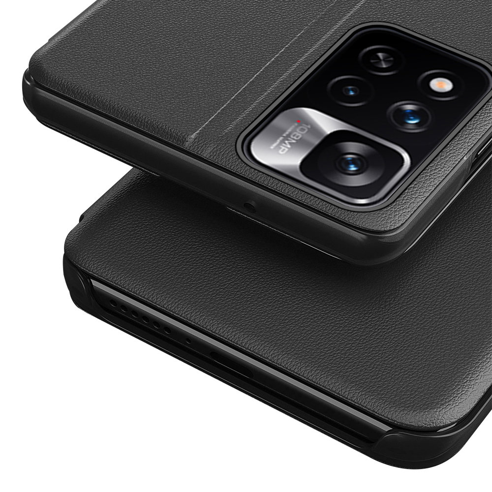 Eco Leather View Case Elegant Flip Cover Stand Funktion Poco M4 Pro 5G Sort