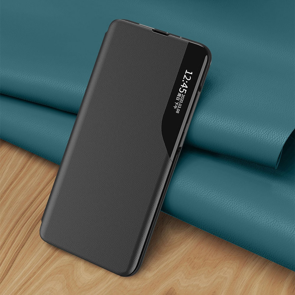 Eco Leather View Case Elegant Flip Cover Stand Funktion Poco M4 Pro 5G Sort