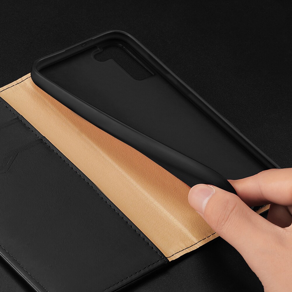 Dux Ducis Hivo Läder Flip Cover Äkta läderplånbok för Samsung Galaxy S22+ Blå