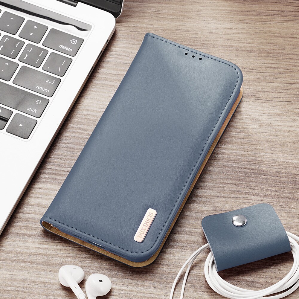 Dux Ducis Hivo Läder Flip Cover Äkta läderplånbok för Samsung Galaxy S22+ Blå