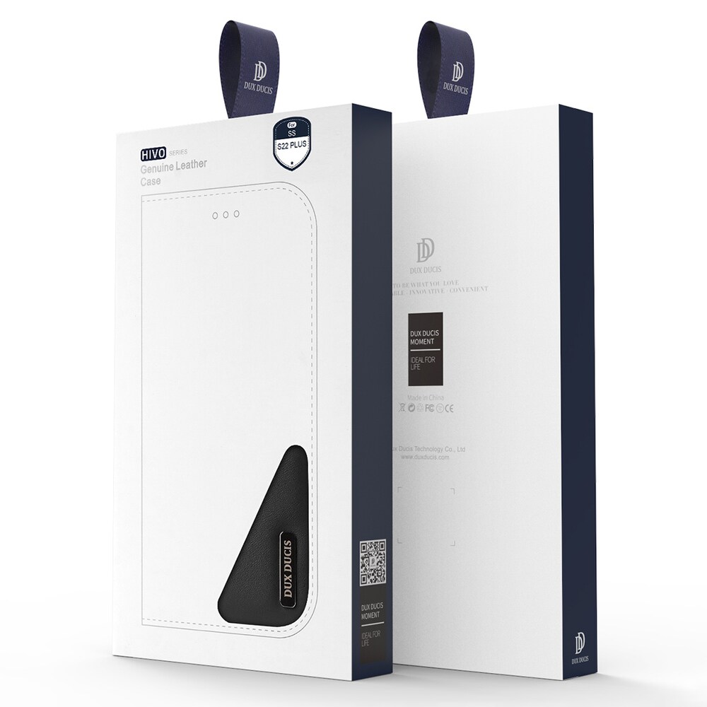 Dux Ducis Hivo Läder Flip Cover Äkta läderplånbok för Samsung Galaxy S22+ Blå