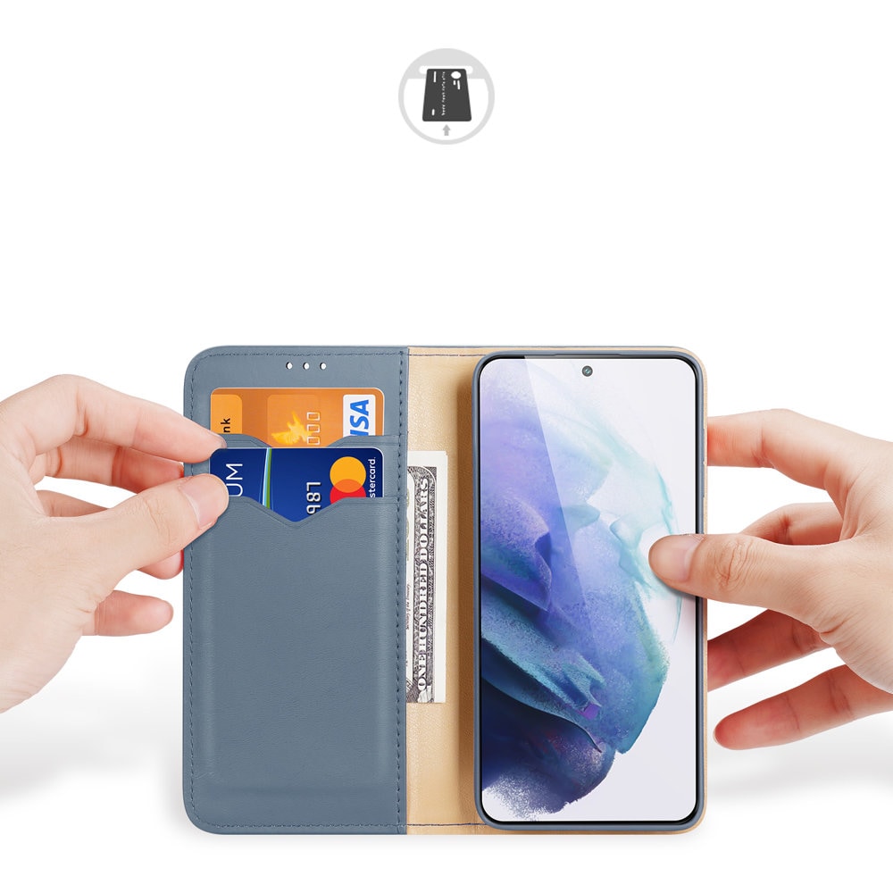 Dux Ducis Hivo Läder Flip Cover Äkta läderplånbok för Samsung Galaxy S22+ Blå