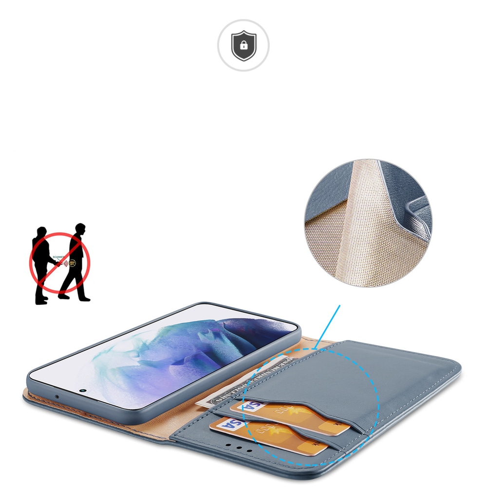 Dux Ducis Hivo Läder Flip Cover Äkta läderplånbok för Samsung Galaxy S22+ Blå