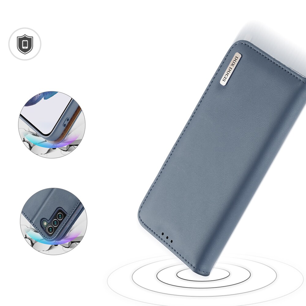 Dux Ducis Hivo Läder Flip Cover Äkta läderplånbok för Samsung Galaxy S22+ Blå