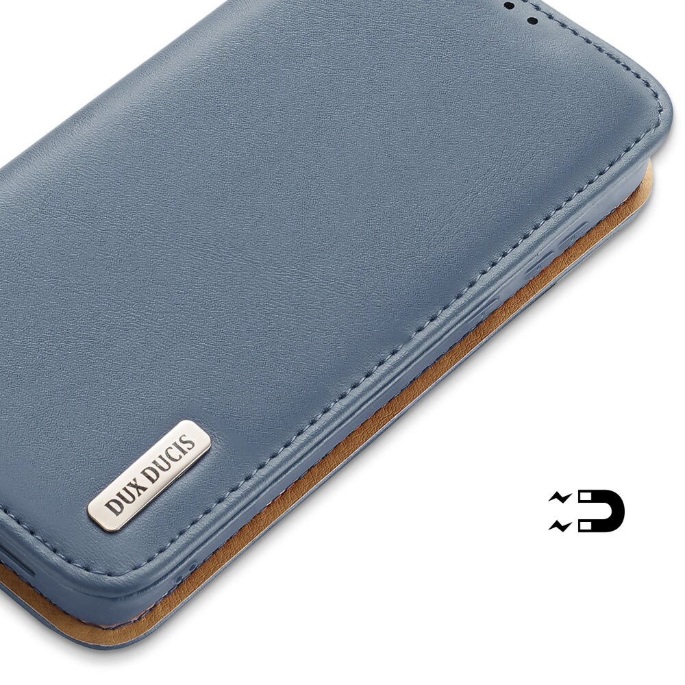 Dux Ducis Hivo Läder Flip Cover Äkta läderplånbok för Samsung Galaxy S22+ Blå