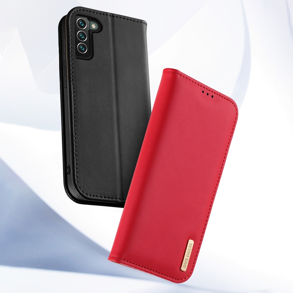 Dux Ducis Hivo Läder Flip Cover Äkta läderplånbok för Samsung Galaxy S22+ Blå