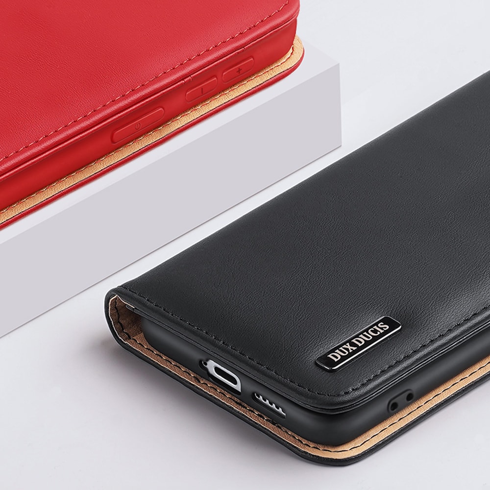 Dux Ducis Hivo Läder Flip Cover Äkta läderplånbok för Samsung Galaxy S22+ Blå