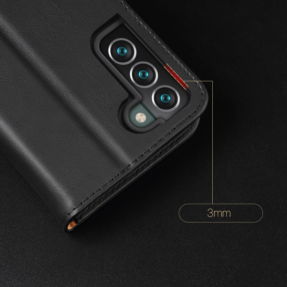 Dux Ducis Hivo Läder Flip Cover Äkta läderplånbok för Samsung Galaxy S22+ Blå