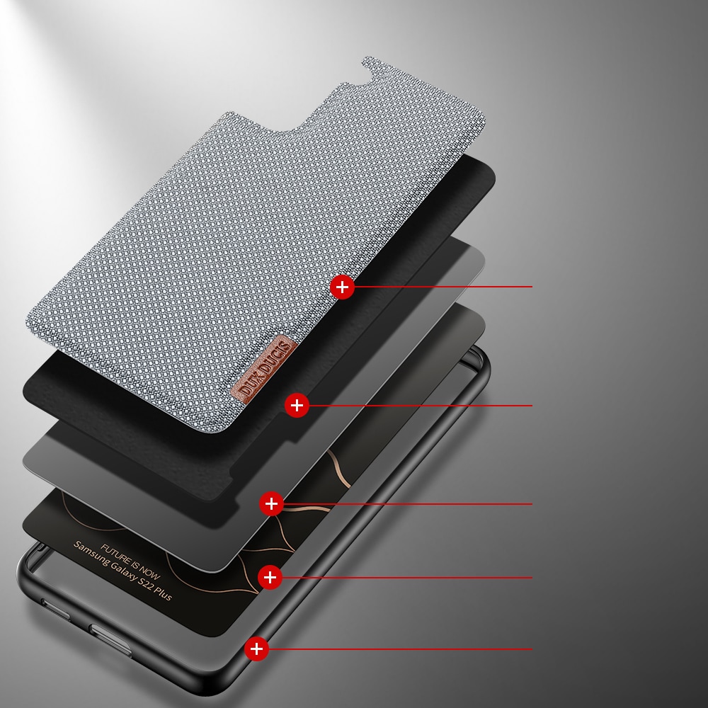 Dux Ducis Fino etui er lavet af nylonmateriale til Samsung Galaxy S22 + (S22 Plus) blå