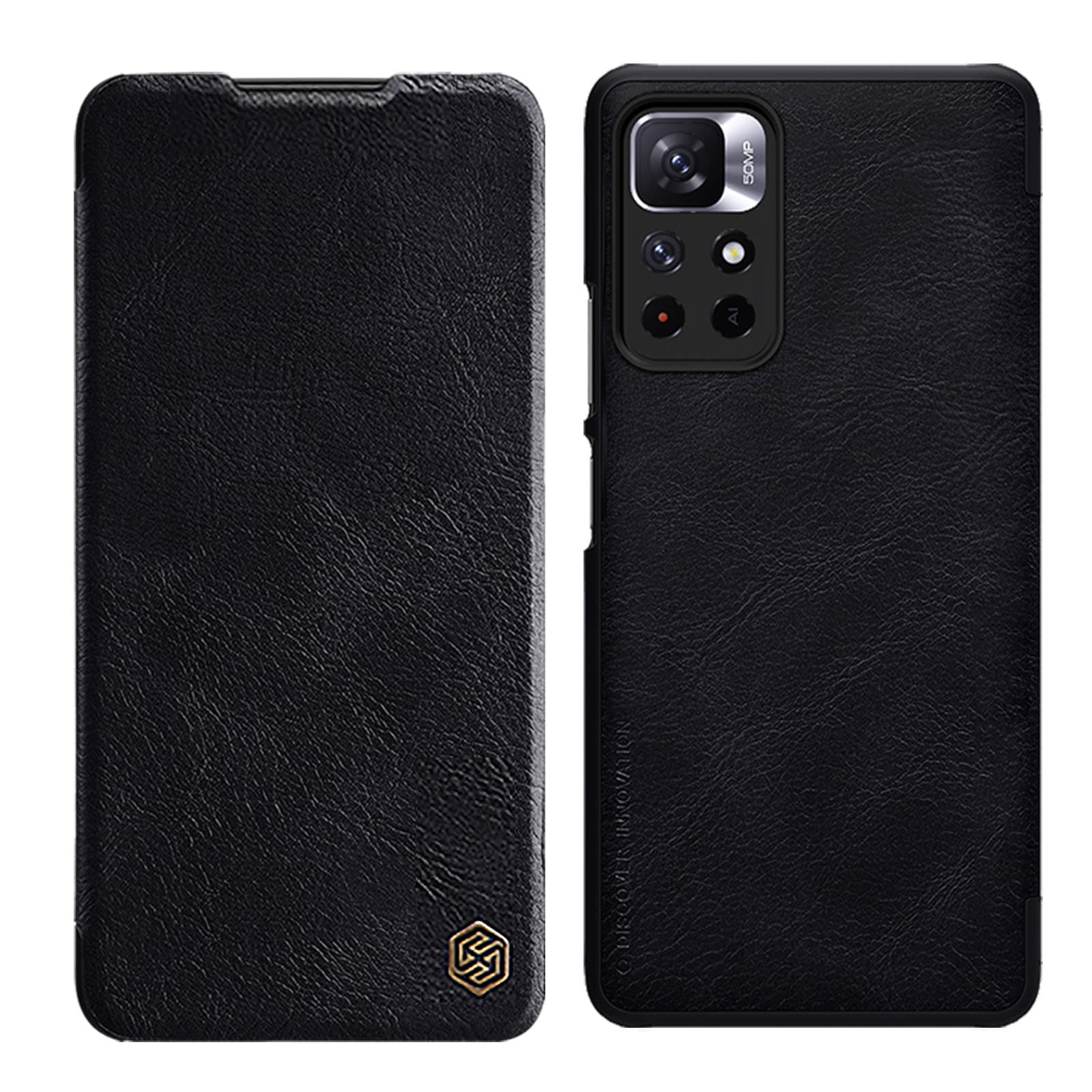 Nillkin Qin Flip Case för Xiaomi Redmi Note 11T/11S/11/Poco M4 Pro 5G - Svart