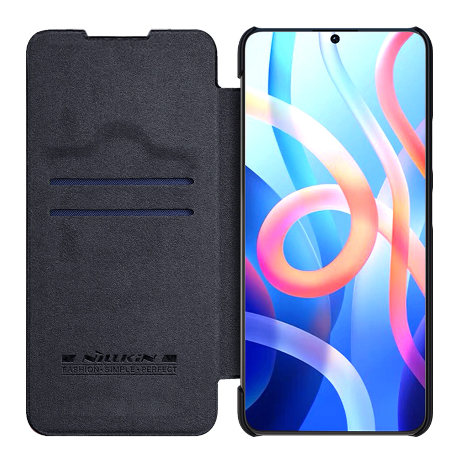 Nillkin Qin Flip Case til Xiaomi Redmi Note 11T/11S/11 5G & Poco M4 Pro 5G - Sort