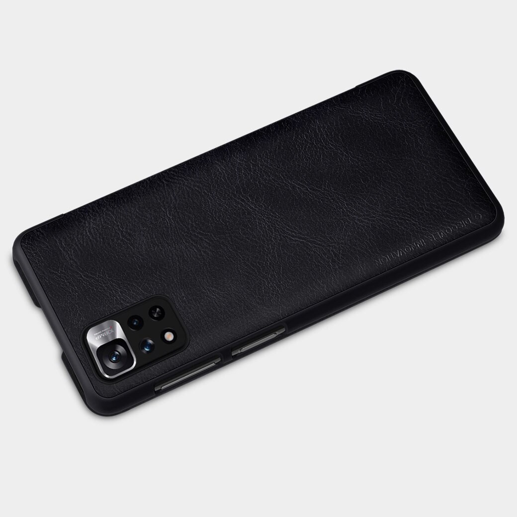 Nillkin Qin Case for Xiaomi Redmi Note 11 Pro+/Pro, Mi11i HyperCharge - Black Flip Holster Cover