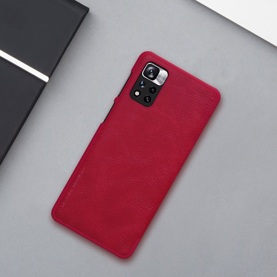 Nillkin Qin Case for Xiaomi Redmi Note 11 Pro+/Pro, Mi11i HyperCharge - Black Flip Holster Cover