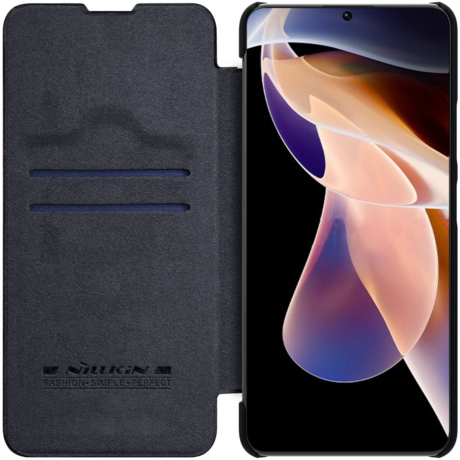 Nillkin Qin Case for Xiaomi Redmi Note 11 Pro+/Pro, Mi11i HyperCharge - Black Flip Holster Cover