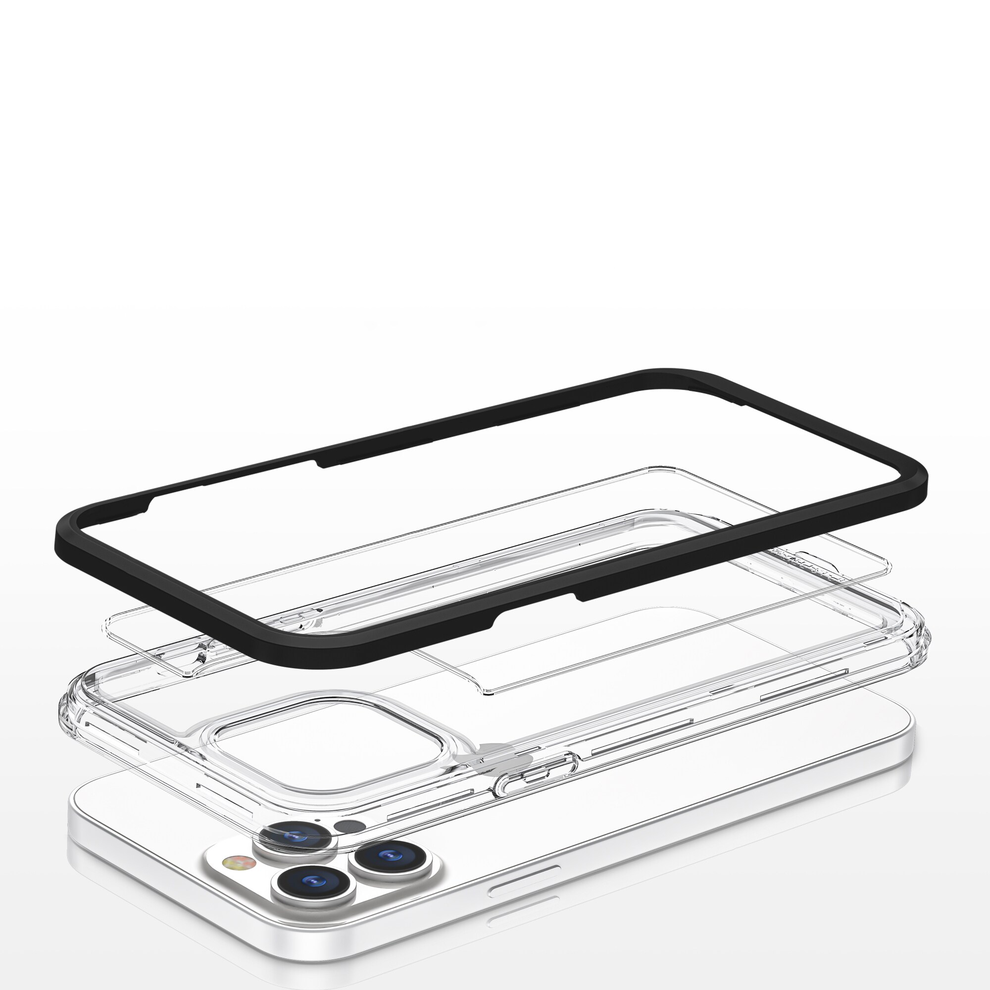 Clear 3in1-fodral för iPhone 13 Pro ram gelskydd svart