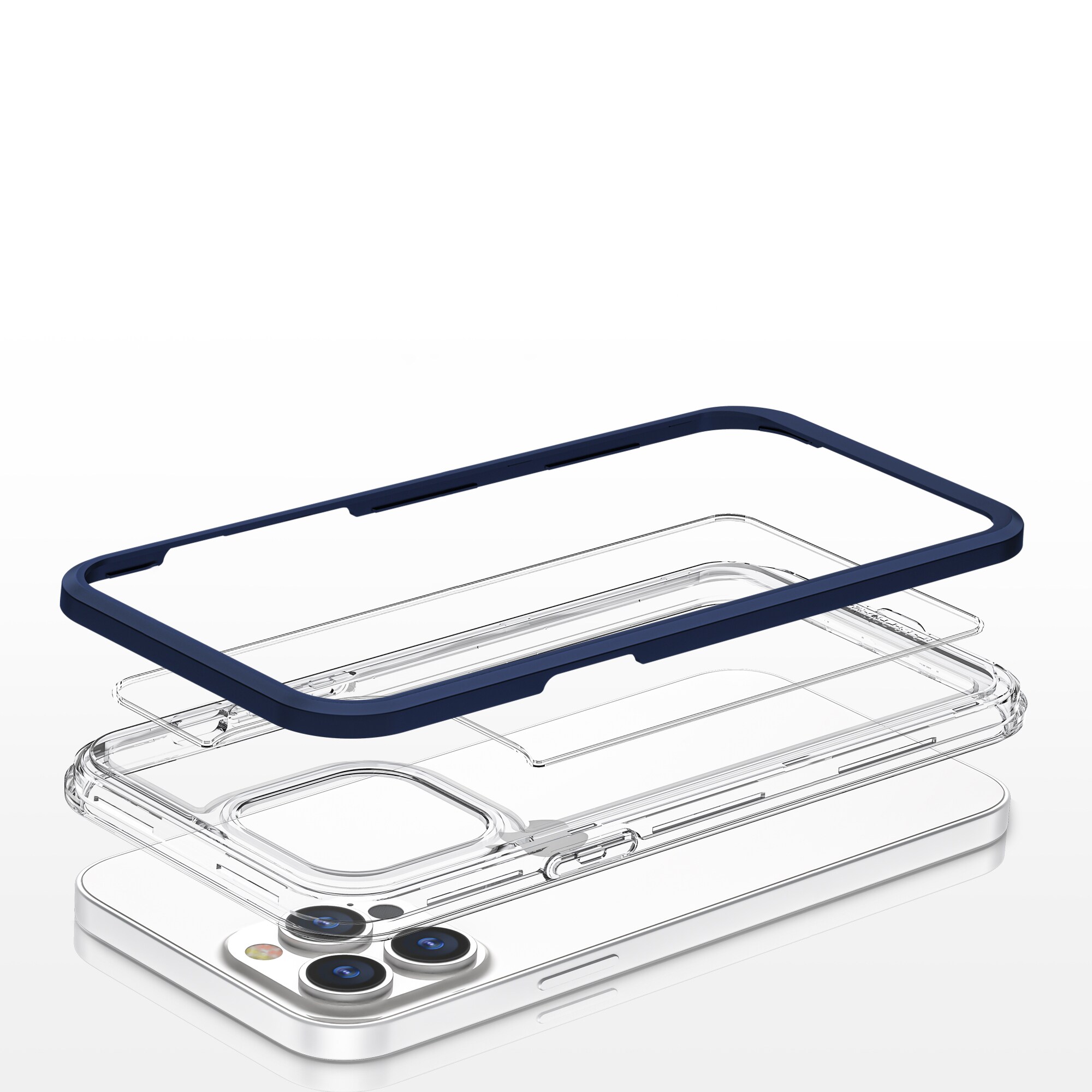 Genomskinligt 3in1-fodral för iPhone 13 Pro blå ram gelskydd