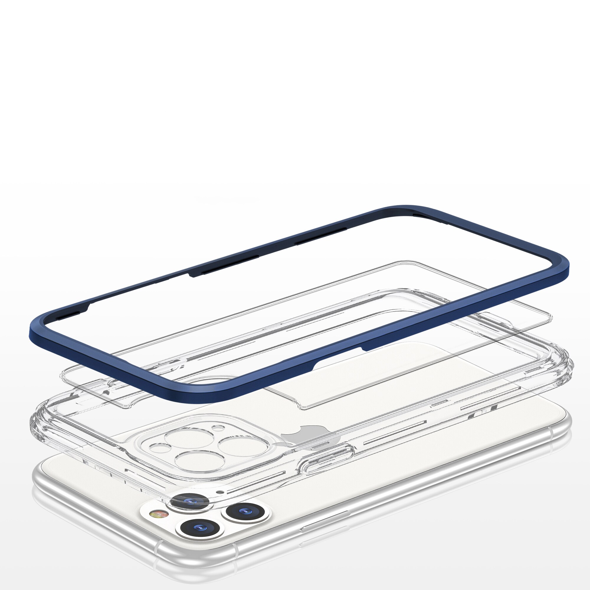 Genomskinligt 3in1-fodral för iPhone 11 Pro Max blå ram gelskydd