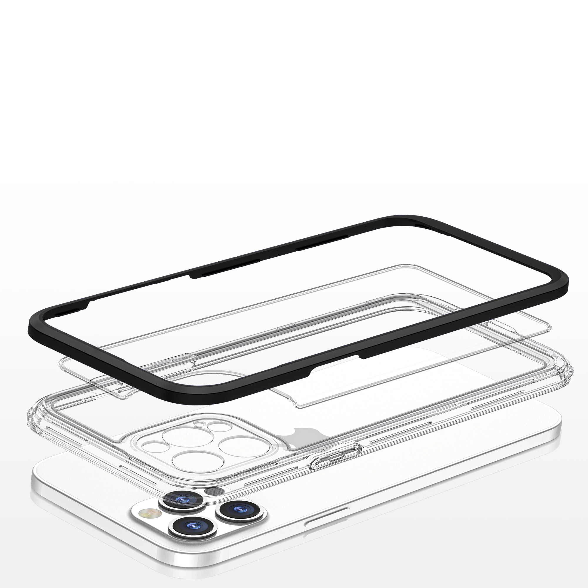 Clear 3in1-fodral för iPhone 12 Pro Max fodral gelskydd med ram svart