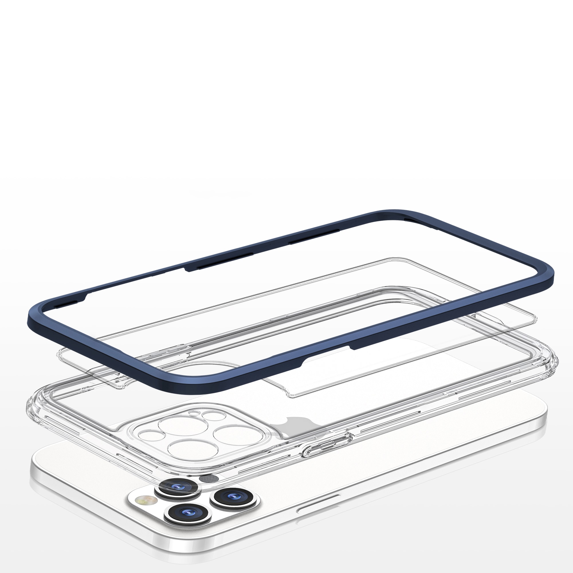 Clear 3in1-fodral för iPhone 12 Pro Max blå ram gelskydd