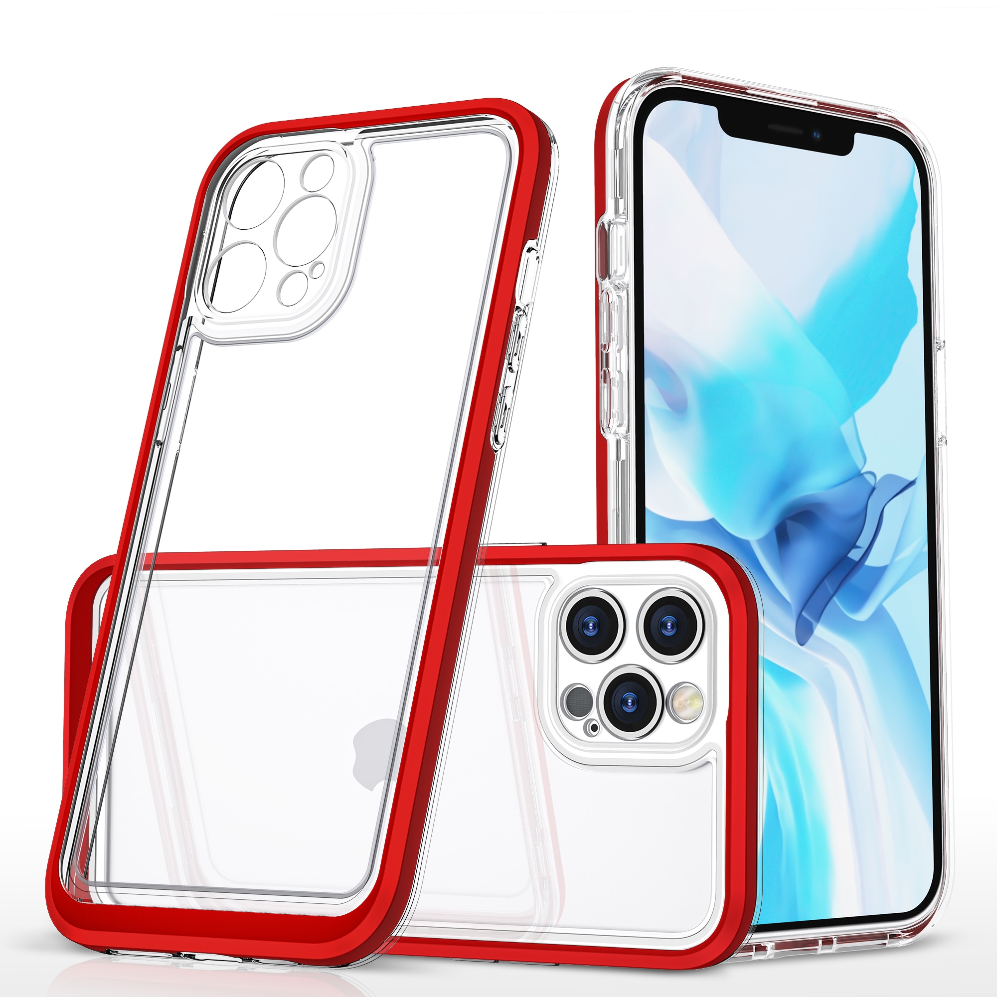 Clear 3in1-fodral för iPhone 12 Pro Max Frame Cover Gel Red