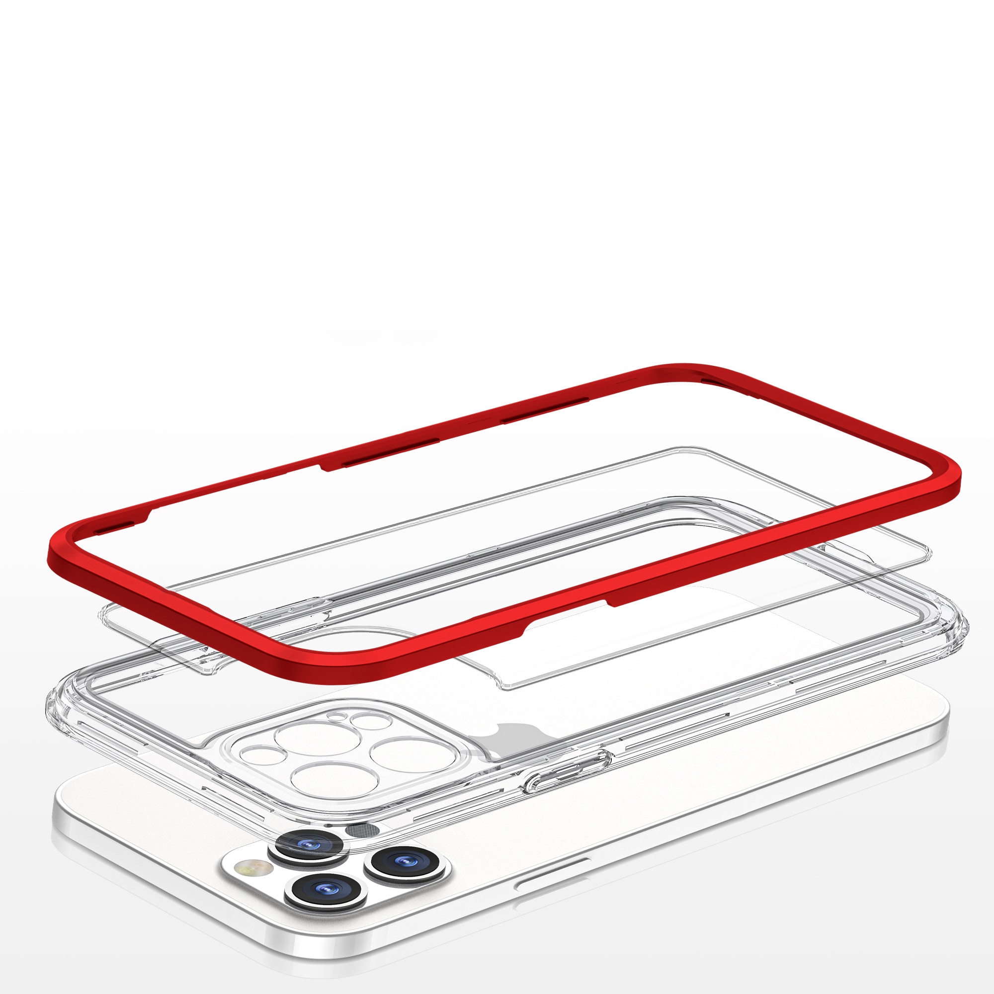Clear 3in1-fodral för iPhone 12 Pro Max Frame Cover Gel Red